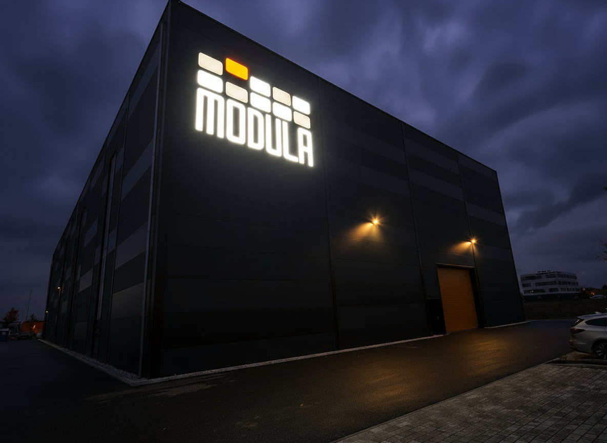 insegna luminosa aziendale a lettere scatolate Modula Germania