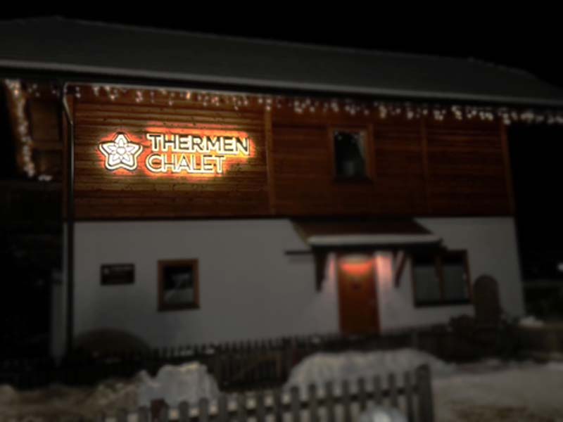 insegna scatolare retroilluminata thermen chalet bolzano
