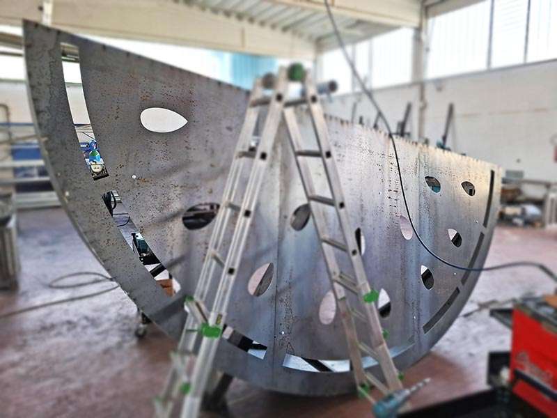 produzione insegna in corten per rotatoria novellara