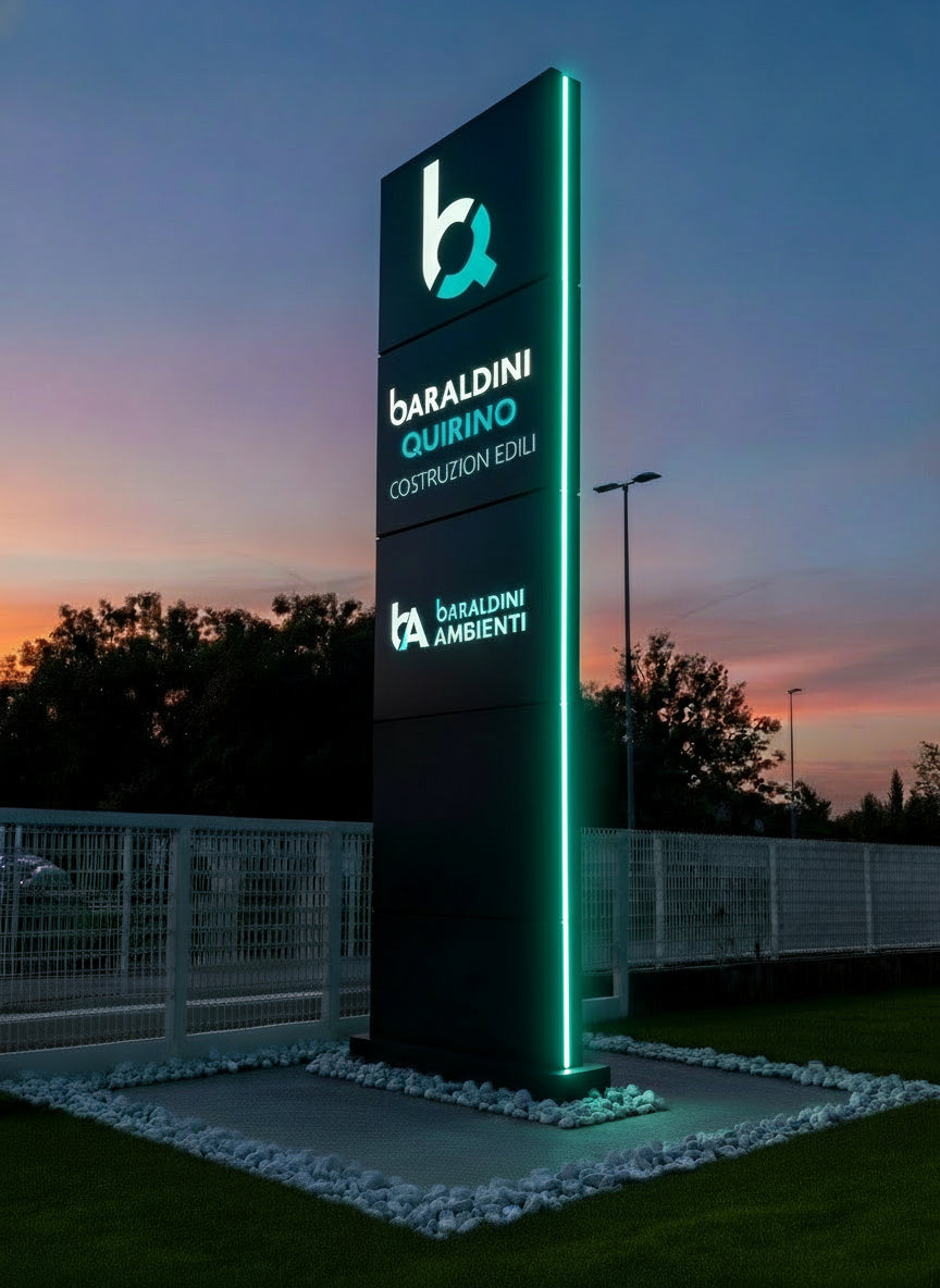 totem aziendale a led baraldini quirino mirandola