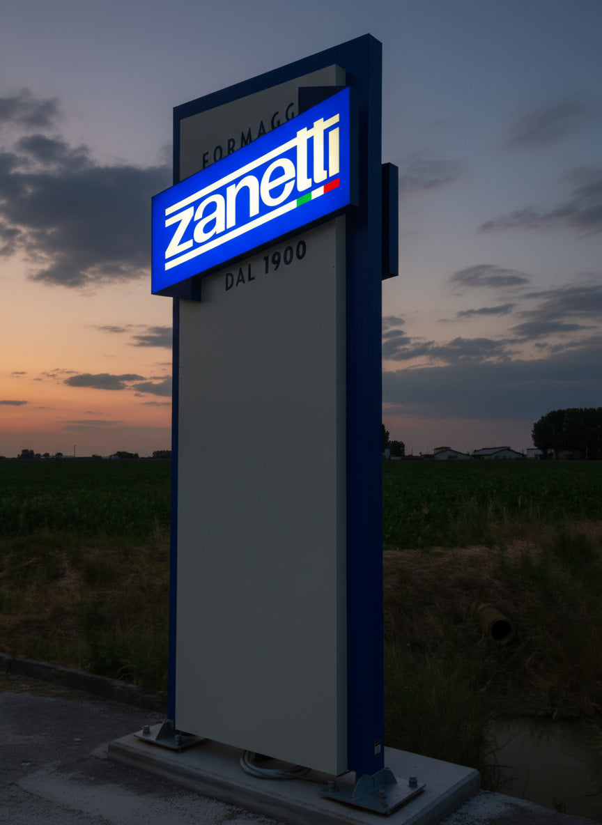 totem luminoso aziendale zanetti formaggi mantova