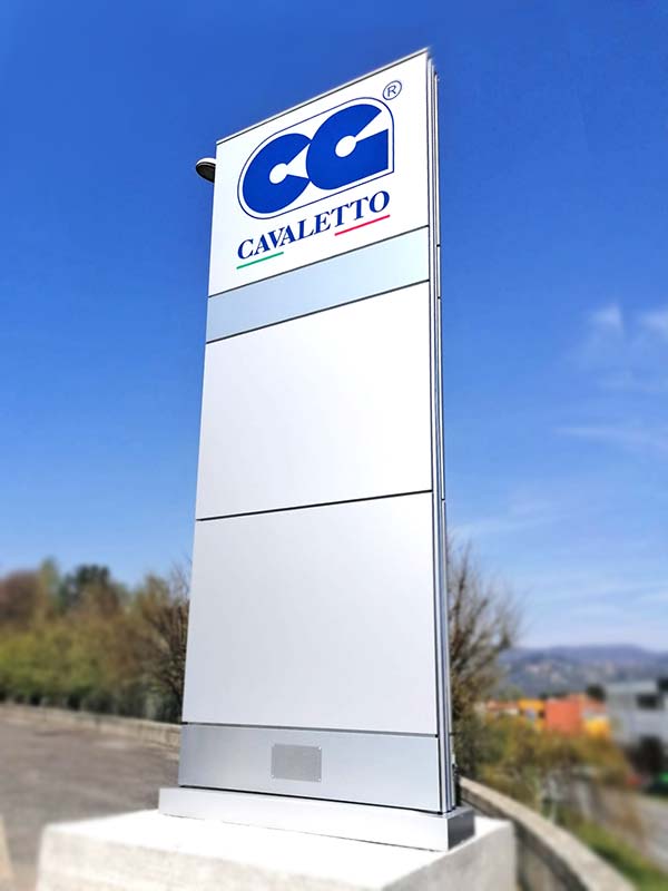 totem luminoso modulare metalli stampati cavaletto novara