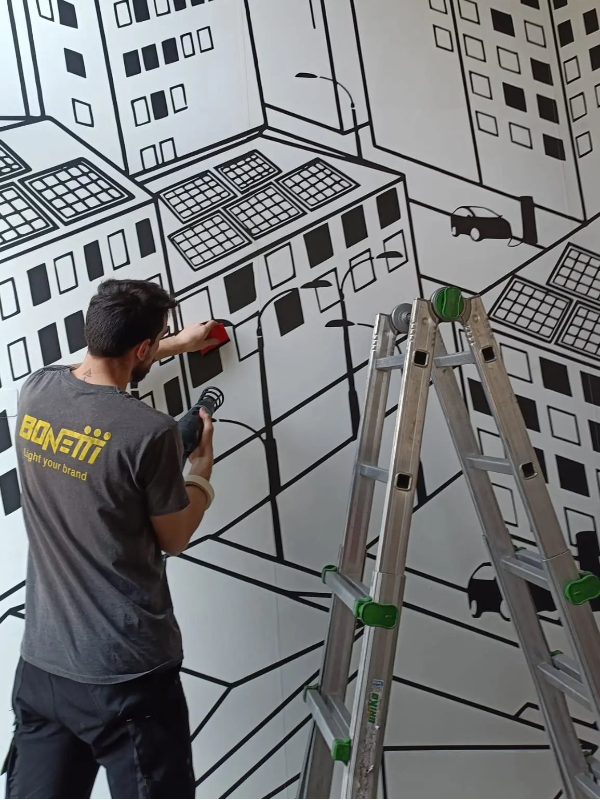 Applicazione vinile stampato in digitale su muro ufficio