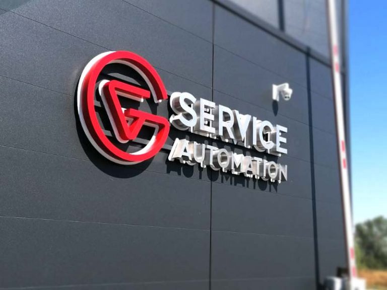 G Service Automation - Insegna retroilluminata in acciaio inox satinato