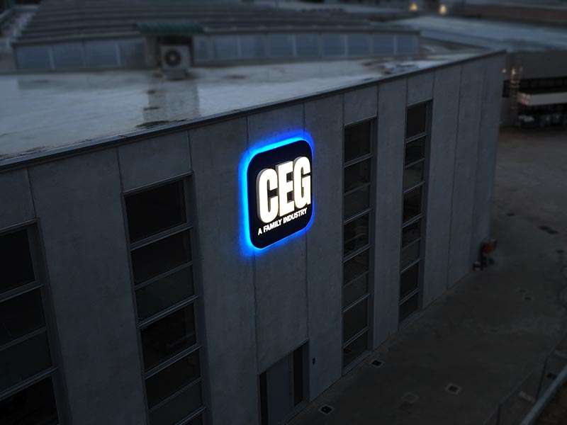 Ceg - Insegna luminosa a lettere scatolate con luce frontale e riflessa