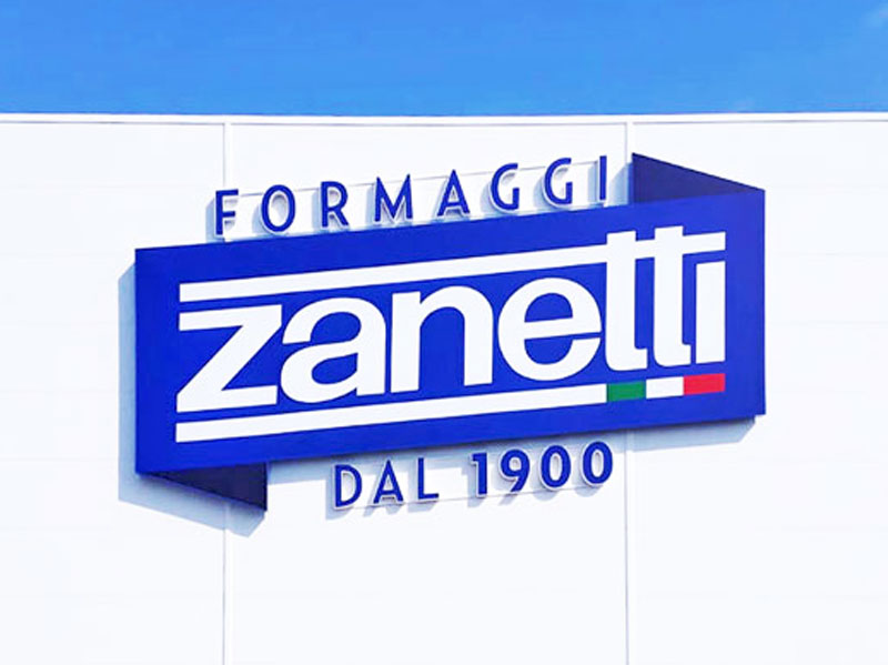 Zanetti Formaggi - Insegna luminosa di grande formato con telo tensionato