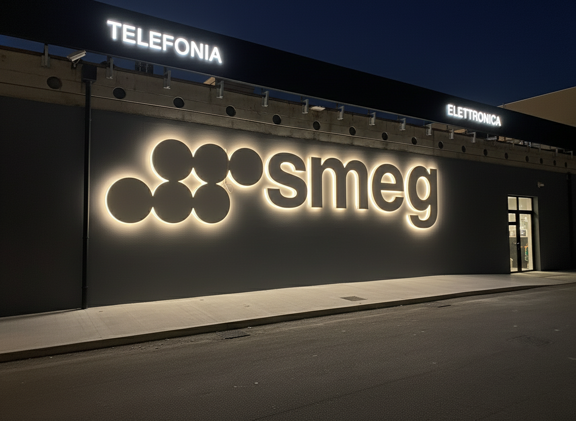 insegna a lettere 2d a luce riflessa