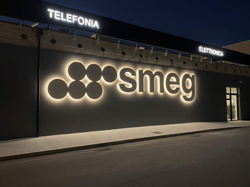 insegna a lettere 2d a luce riflessa