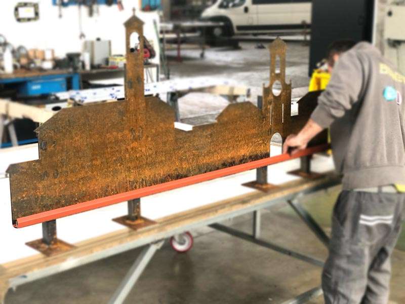 produzione sagoma corten per rotatoria san polo d'enza