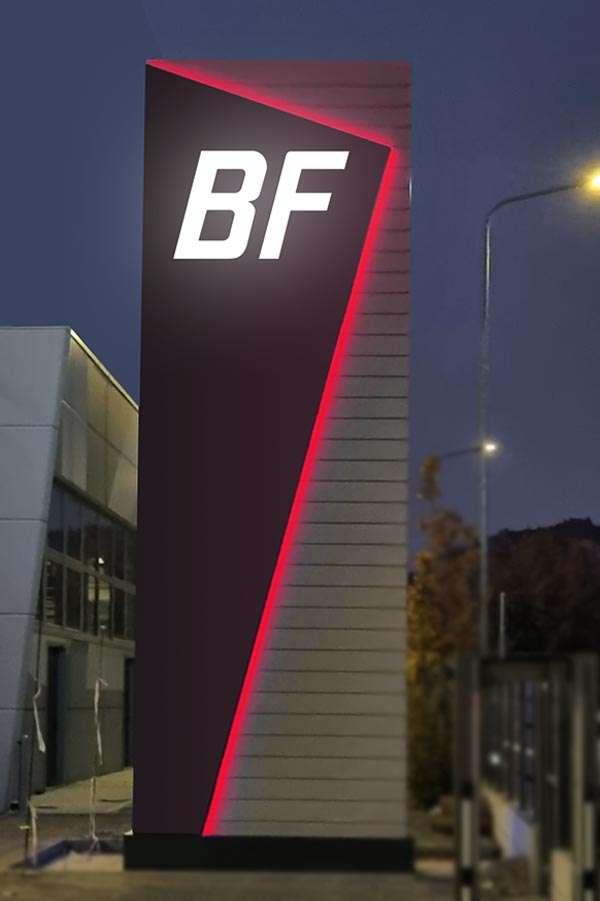 Bf Spa, Brescia - Totem luminoso design modello Sail