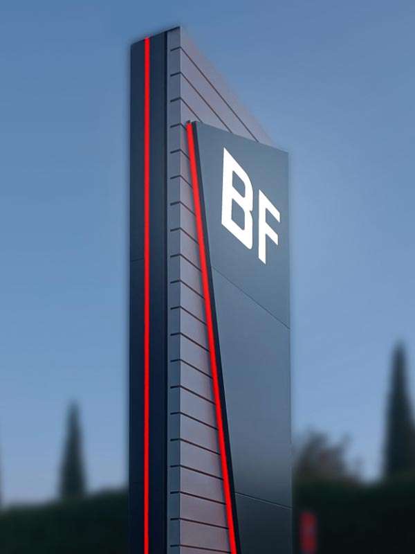 Bf Spa, Brescia - Totem luminoso design modello Sail