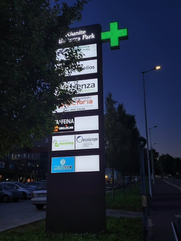 totem luminoso corten business park riunite reggio emilia