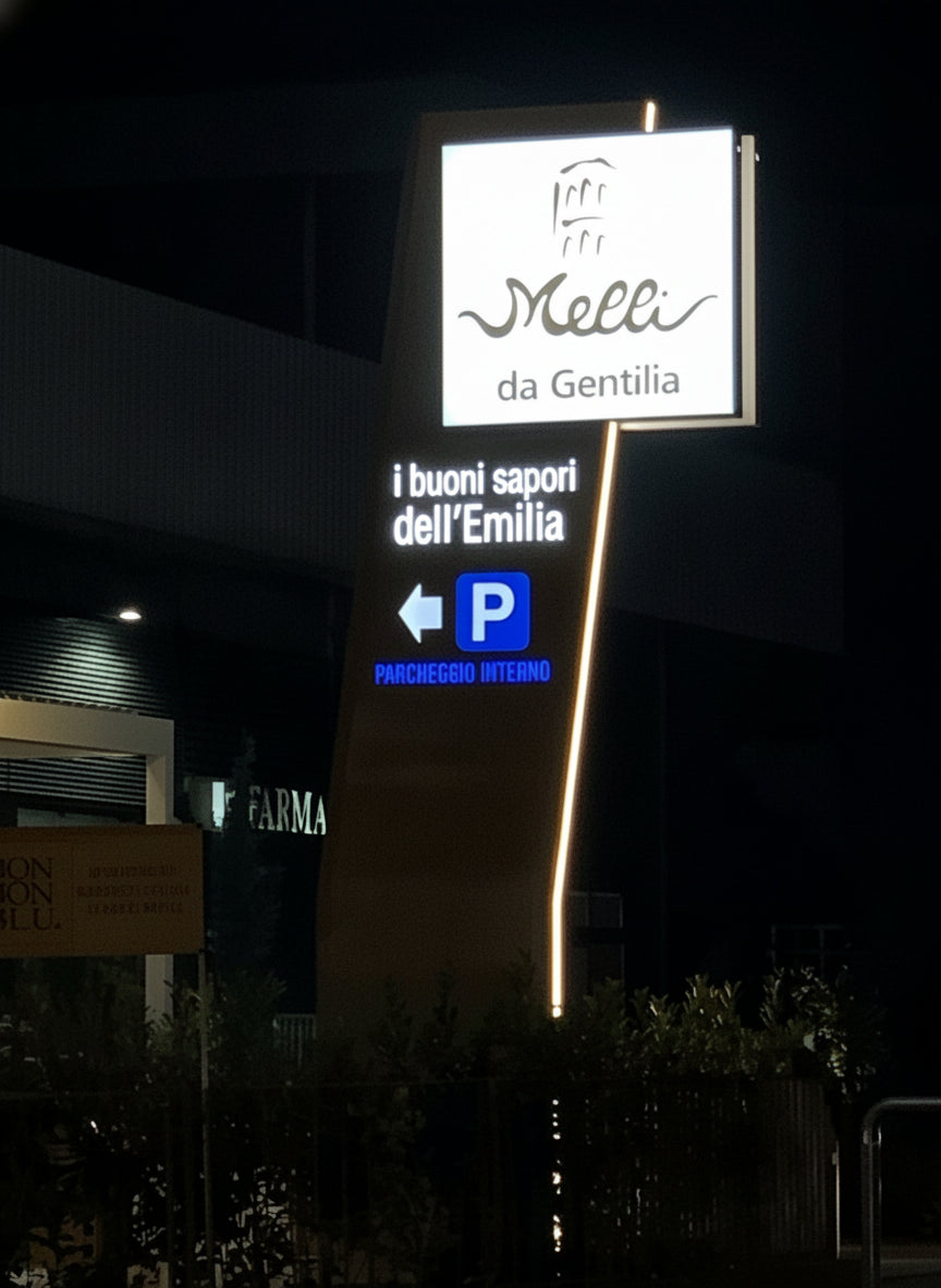 totem luminoso melli da gentilia reggio emilia