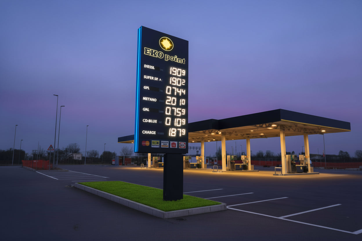 totem luminoso per carburanti eko point milano